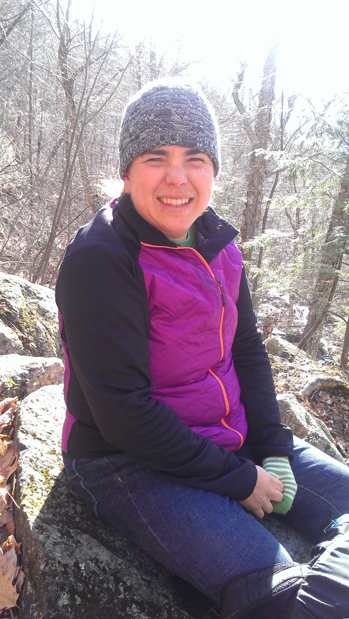 Sarah enjoying the waterfall view.