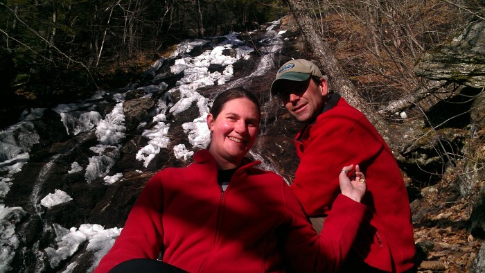Andrew and Lindsay pose in front of Giant Fall.
