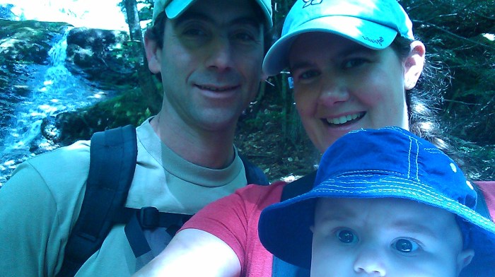 Here we all are with Hermit Falls in the background.