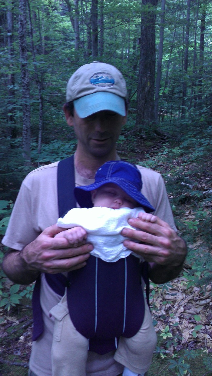 Andrew's turn to carry Alden.  