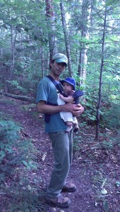 Andrew's turn to carry Alden back down the trail.