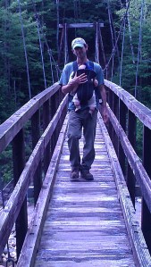 Andrew and Alden on the suspension bridge.