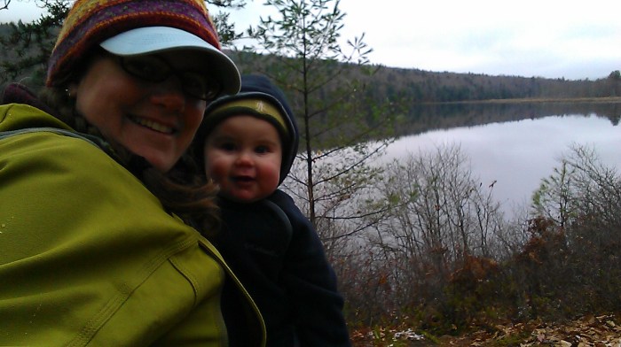 Lindsay and Alden at the Shell Pond bench.