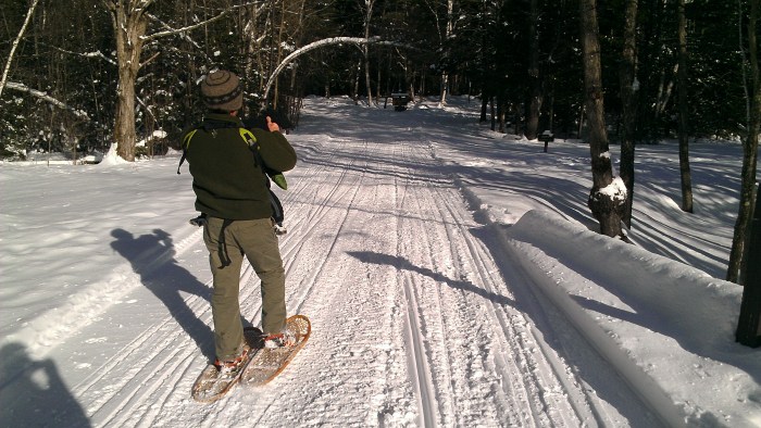 Andrew and Alden start their way up the snowmobile trail. 