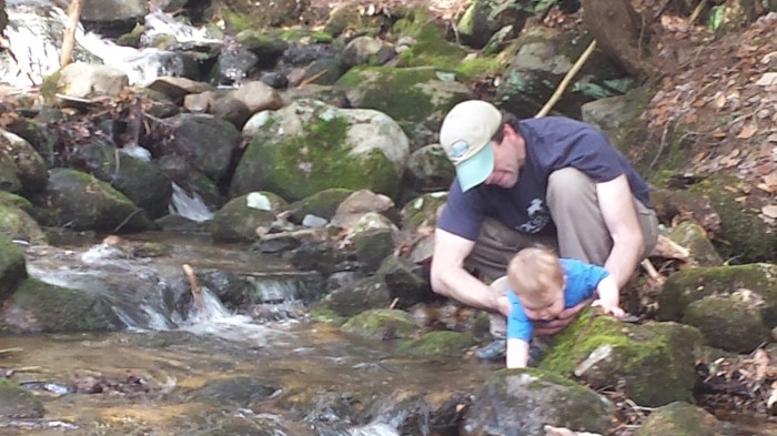 Alden and Andrew check out the brook.