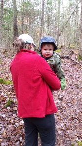 Lindsay carrying Alden.