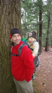 Andrew and Alden stop to pose after checking out a large tree.