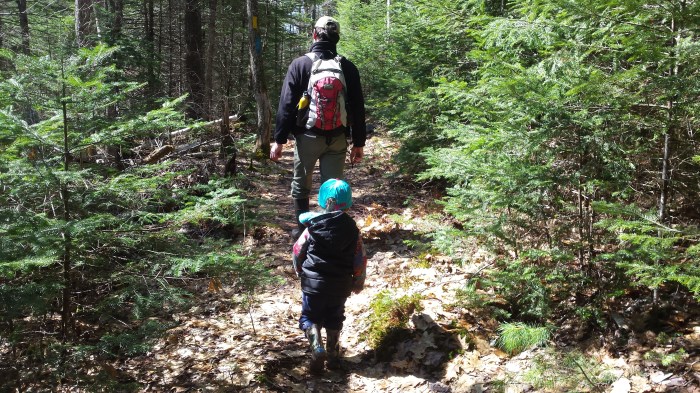 Andrew and Alden hiking along the trail.