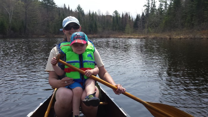 Lindsay and Alden "help" paddle.