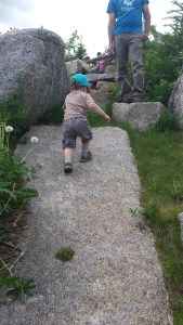 Climbing back up the natural rock slide.  